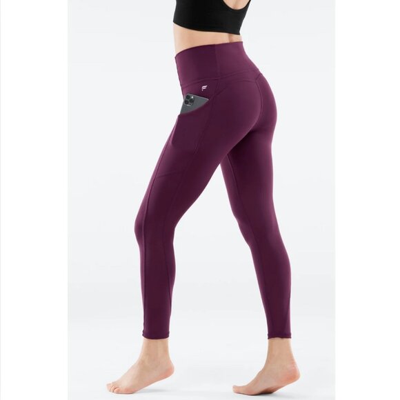 Fabletics High Waisted Pocket 7/8 Legging Pure Luxe Burgundy Legging Size S - Picture 2 of 5